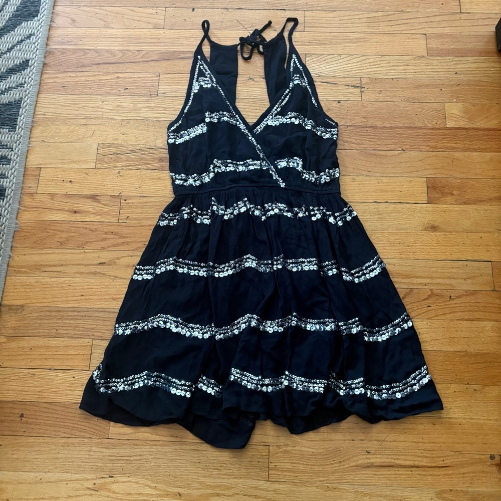 Free People Black Sequined Mini Dress Size Medium